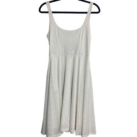 Anthropologie Hutch White Eyelet Fit and Flare Dress - Picture 1 of 11